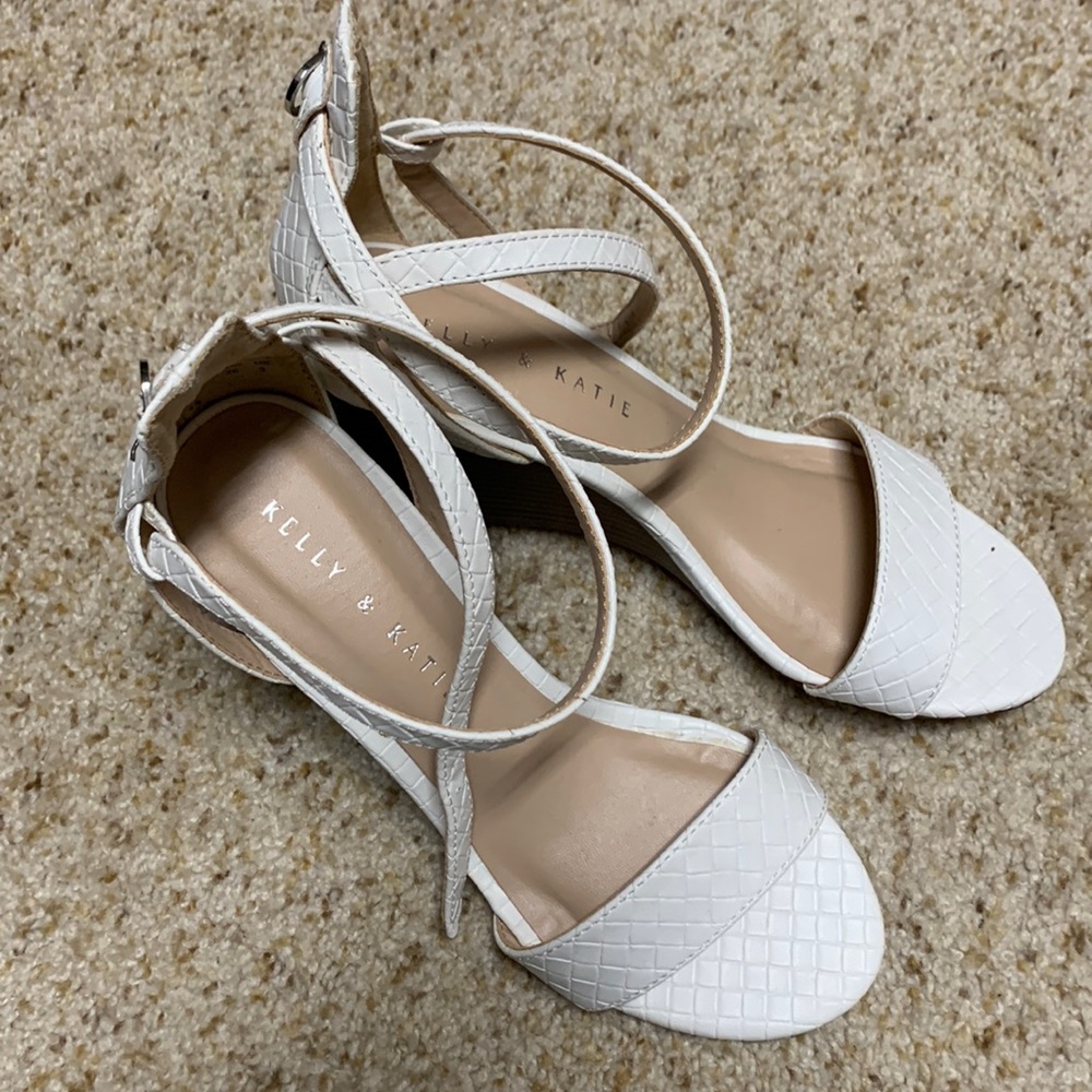 Brand new white wedge heels